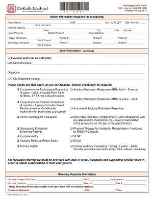 Audiology Order Form