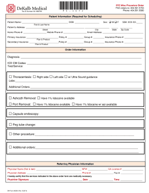 DTC Misc Procedure Order Form