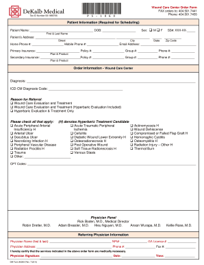 Wound Care Center Order Form