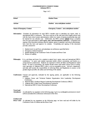 Comprehensive Consent Form Alabama DECA