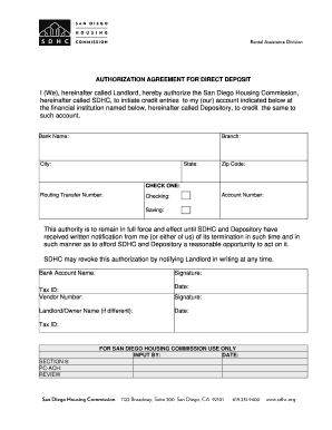 Authorization Agreement for Direct Deposit
