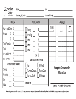 Bank Deposit Slip