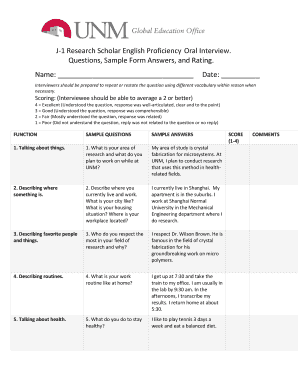 J-1 Research Scholar English Proficiency Oral Interview