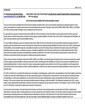 California Local Control Accountability Plan Template