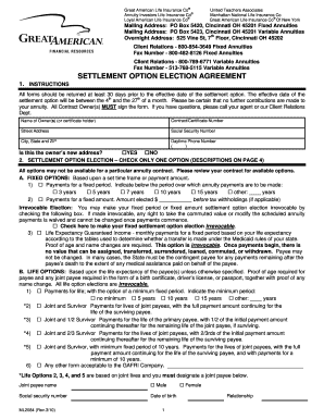 Settlement Option Election Agreement