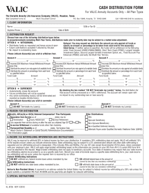 VALIC Annuity Cash Distribution Form