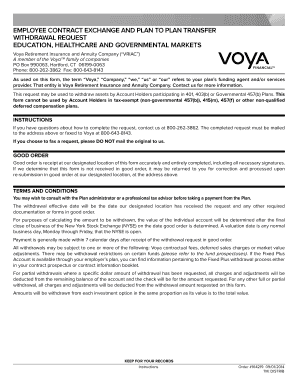 Employee Contract Exchange and Plan to Plan Transfer Withdrawal Request