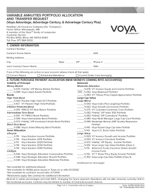 Variable Annuities Portfolio Allocation and Transfer Request
