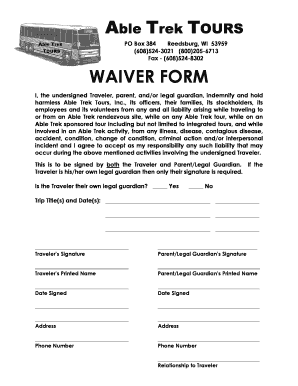 Able Trek Tours Waiver Form