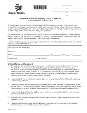 Patient Authorization for Proxy Access to MyChart