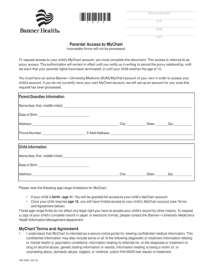 Parental Access to MyChart Authorization Form