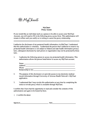 MyChart Proxy Access Authorization Form