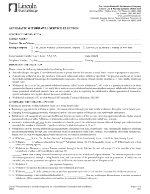 Automatic Withdrawal Service Election Form