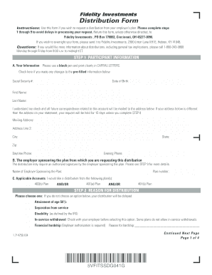 Fidelity Investments Distribution Form