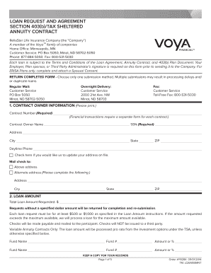 403(b) Loan Request and Agreement