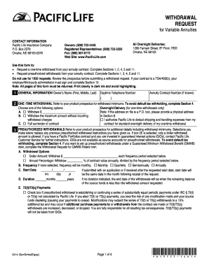 Variable Annuities Withdrawal Request Form
