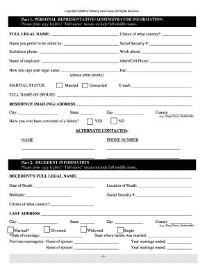 Estate Information Form