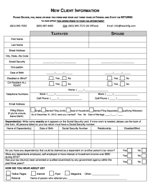 New Client Tax Preparation Package