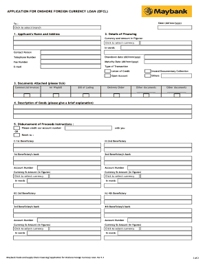 Application for Onshore Foreign Currency Loan
