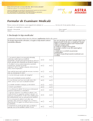 Romanian Health Insurance Medical Examination Form