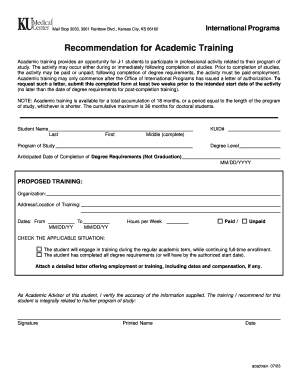 Recommendation for Academic Training