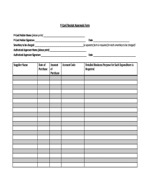 P-Card Receipt Approvals Form