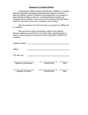 Homeowner Consent and Release Form