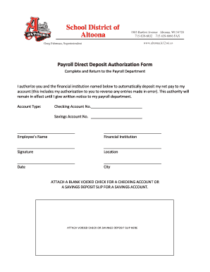 Payroll Direct Deposit Authorization Form
