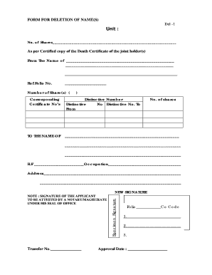 Form for Deletion of Names
