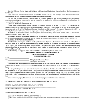 Florida Communications Services Tax Exemption Certificate
