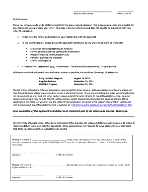 AMCAS Letter of Evaluation Waiver