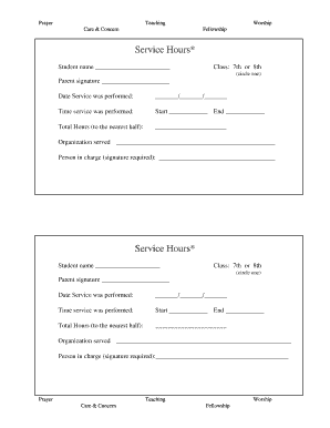 Student Service Hours Form