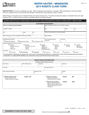 Minnesota Water Heater Rebate Claim Form