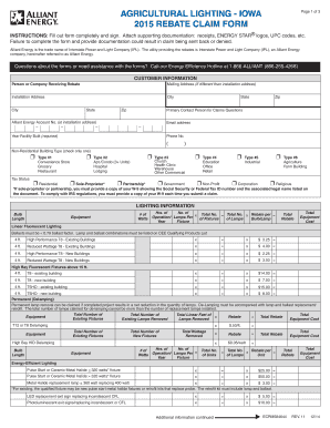 Iowa Agricultural Lighting Rebate Claim Form