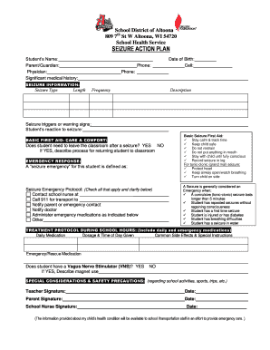 Seizure Action Plan