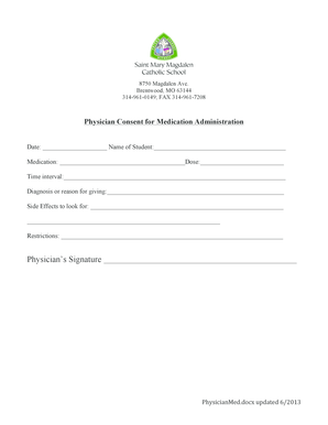 Physician Consent for Medication Administration