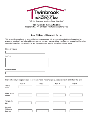 Low Mileage Discount Form