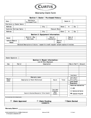 Warranty Claim Form