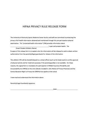 HIPAA Privacy Rule Release Form