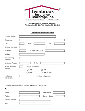 Contractor Questionnaire