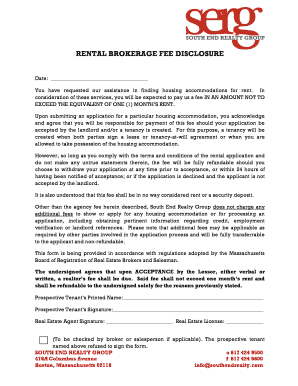 Rental Brokerage Fee Disclosure Form