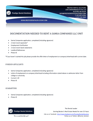 Samia Companies Rental Application