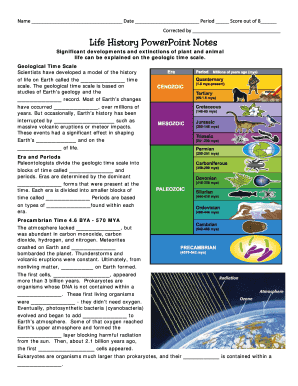 Life History PowerPoint Notes Worksheet