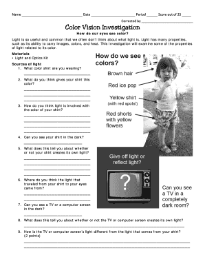 Color Vision Investigation Form