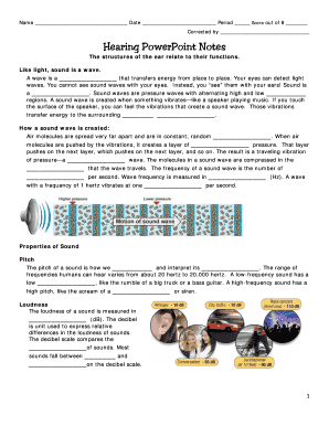 Hearing PowerPoint Notes Worksheet