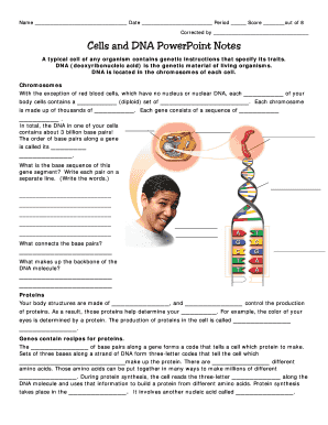 Cells and DNA PowerPoint Notes Worksheet