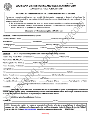 Louisiana Victim Notice and Registration Form