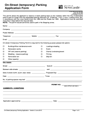 On-Street Temporary Parking Application Form
