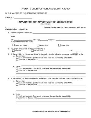 Ohio Conservatorship Application