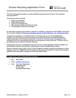Excess Recycling Application Form